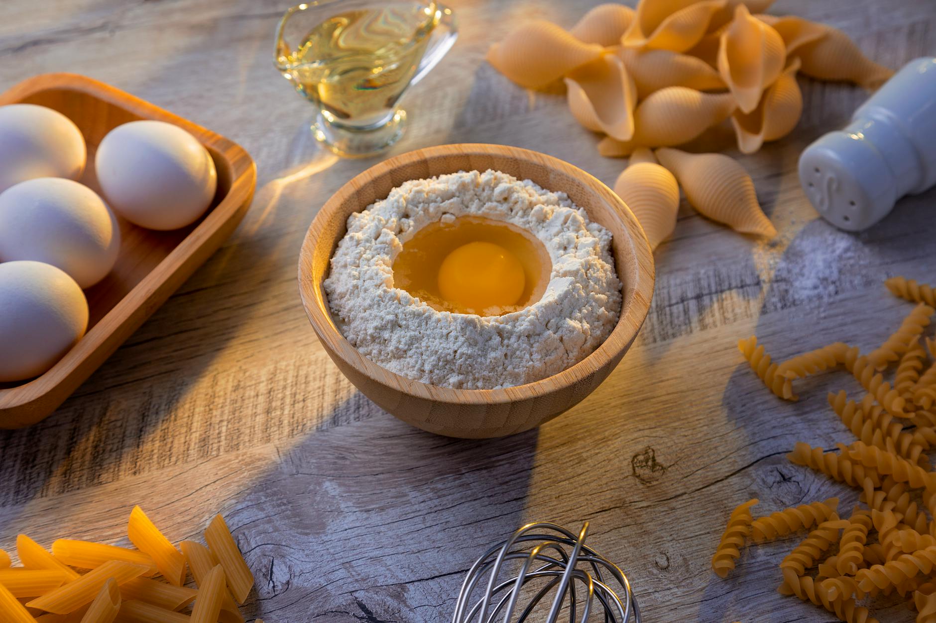 Hausgemachte Pasta bei der Zubereitung